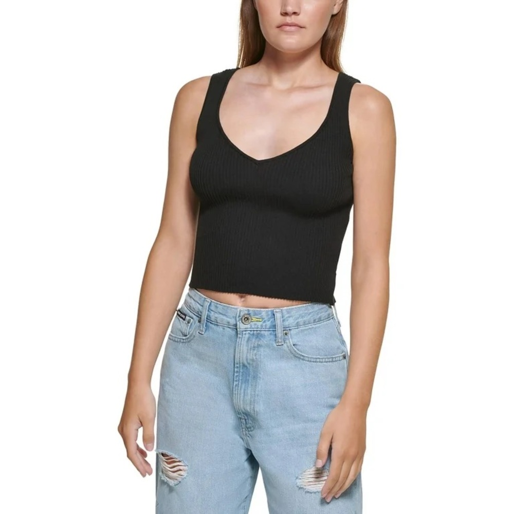 DKNY Jeans Womens Ribbed Knit Sleeveless Tank Top